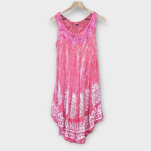 Shoreline Beach Cover Up Tie Dye Embroidered Sundress Pink L/XL - Picture 1 of 10